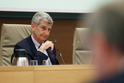 El presidente de RTVE, José Manuel Pérez Tornero, en la comparecencia del jueves en la comisión parlamentaria.