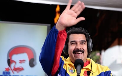 El presidente venezolano, Nicol&aacute;s Maduro, durante su programa de radio y televisi&oacute;n.