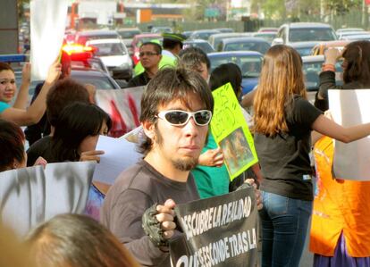 Jesse Monta&ntilde;o, en una protesta contra un circo en 2013.