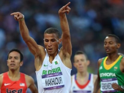 Makhloufi, tras ganar la semifinal de 1.500m.