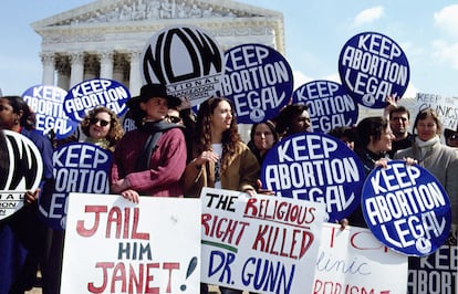 Protesters outside the US Supreme Court after the death of David Gunn.
