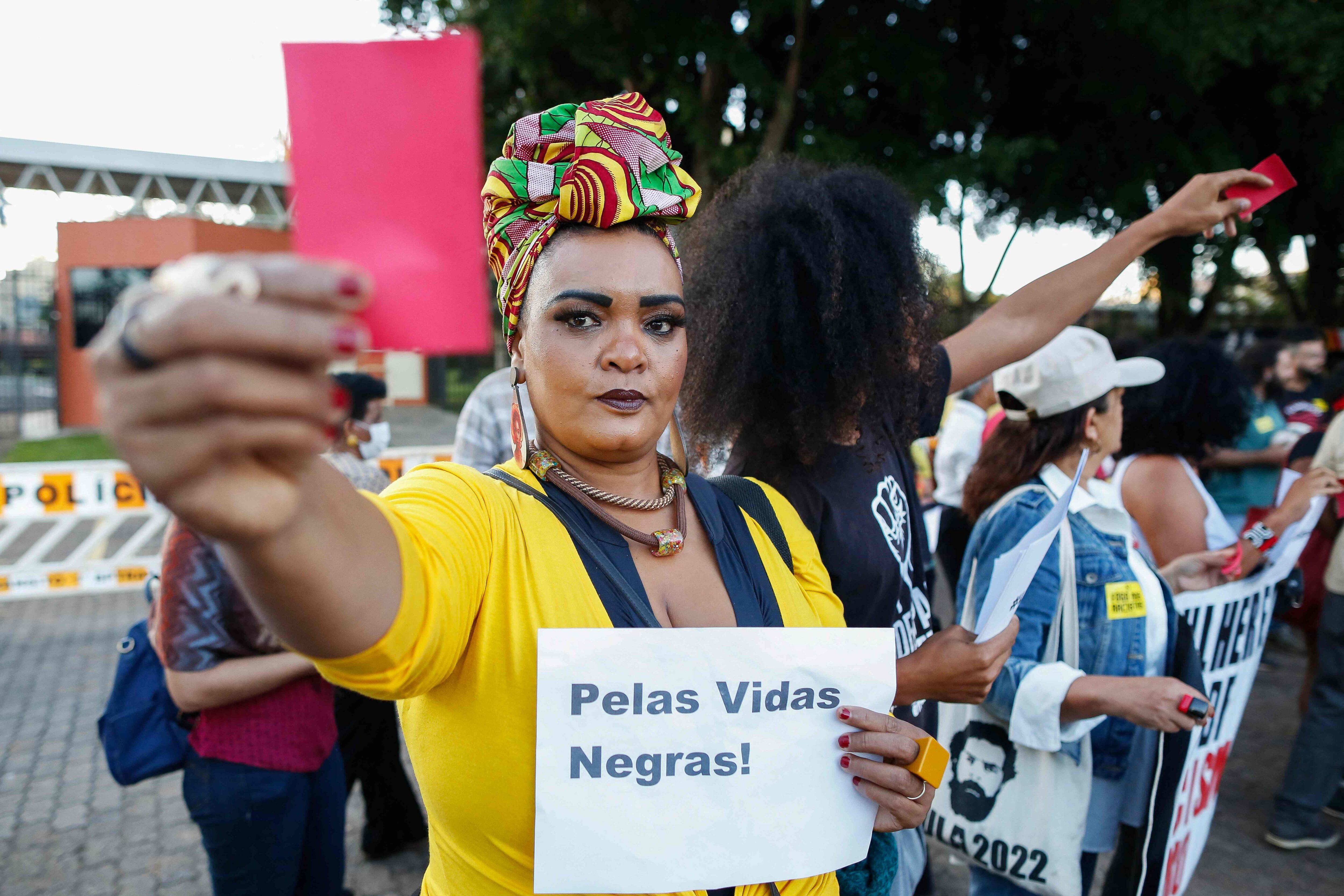 Manifestación ante la embajada de España en Brasilia en solidaridad con Vinicius, en marzo de 2023.