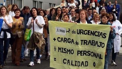 Protesta del personal de Urgencias de A Coruña esta semana.
