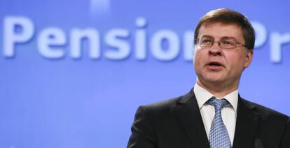 Valdis Dombrovskis, vicepresidente de la Comisi&oacute;nEuropea para el euro y el di&aacute;logo social.