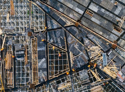 Construcción en la ciudad de Wanxiang, en el este de China, el viernes.