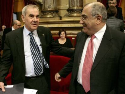 Ernest Maragall i Joaquim Nadal, durant un ple al Parlament.
