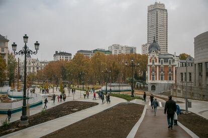 La Plaza de España, este lunes. 