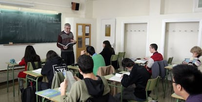 Una clase de bachillerato en el instituto Ausias March de Barcelona.