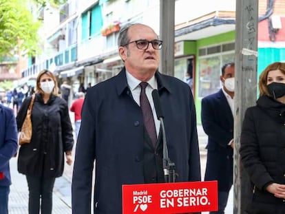 El candidato del PSOE a la Presidencia de la Comunidad de Madrid, Ángel Gabilondo, en Coslada, este martes. 