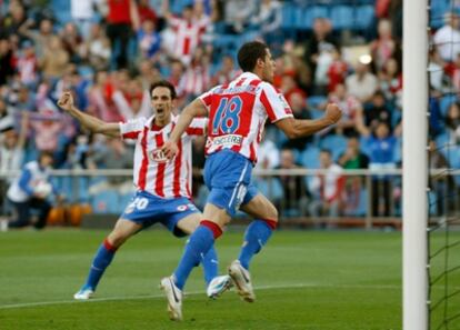 Domínguez celebra su gol frente al Hércules.