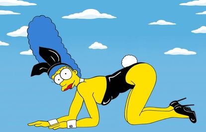 Marge Simpson, como Kate Moss posando para el 60 aniversario de Playboy, que se celebrará en 2014.
