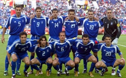 La selección griega durante la Eurocopa de Portugal de 2004.