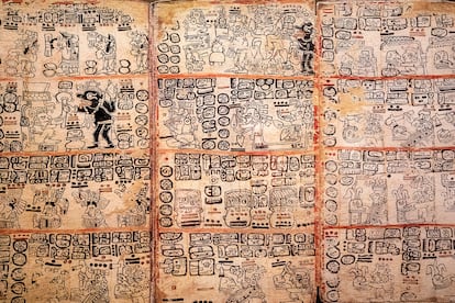 Detalle de un pergamino expuesto en el Museo de América en Madrid.