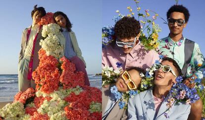 Las flores son un motivo recurrente en la nueva colección masculina de Louis Vuitton y también en la campaña fotográfica, la primera de una serie de cinco colaboraciones con artistas contemporáneos.