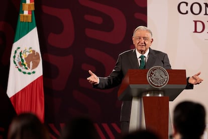 Lpez Obrador habla durante la conferencia matutina de este viernes, en el Palacio Nacional de Ciudad de Mxico.