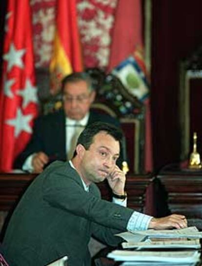 Manuel Cobo, durante un pleno en el Ayuntamiento de Madrid.