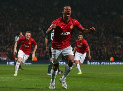 Nani celebra el 1 a 0.