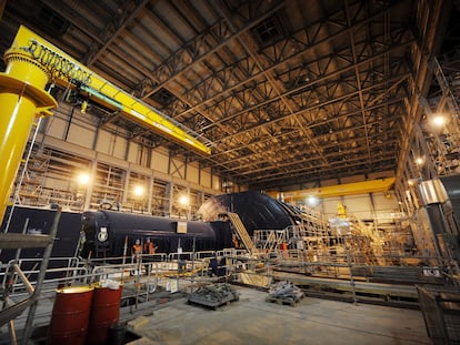 The turbine hall of the nuclear power plant Olkiluoto 3 'OL3' is pictured under construction in Eurajoki, south-western Finland, March 23, 2011.