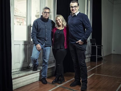 Jordi Galcerán, Tamzin Townsend y Luis Merlo, de 'El Método Grönholm' en el teatro Cofidis Alcázar de Madrid