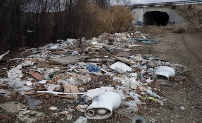 An illegal dump on the outskirts of Madrid.