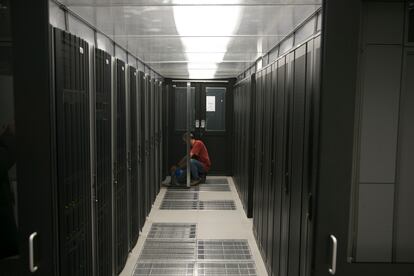 Imagen de los servidores del centro de distribución de datos del Ministerio de Justicia.