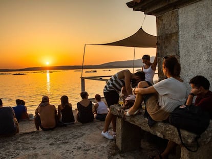 Puesta de sol, el sábado pasado, en la Illa de Arousa (Pontevedra).