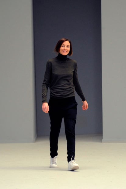 Phoebe Philo en la presentación de la colección otoño invierno 2011 de Céline.