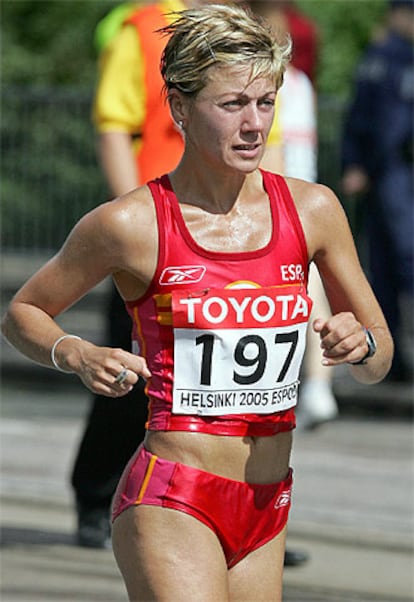 La española, durante la prueba en la que se ha impuesto la rusa Olimpiada Ivanova, que ha marcado además récord mundial.