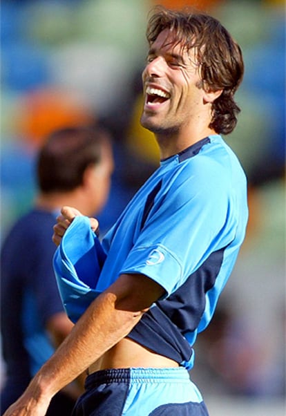 Van Nistelrooy, en un entrenamiento con la selección de Holanda.