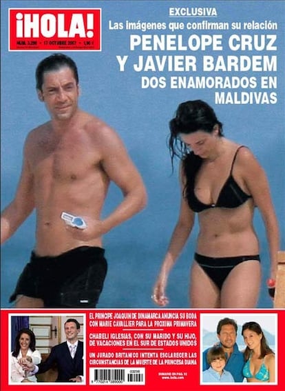 Portada de la revista <i>¡Hola!</i> de octubre de 2007, cuando las fotos de ambos actores juntos en la playa llegaron a costar 500.000 euros