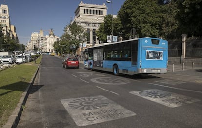 One of the entrances to the Madrid Central low-emissions zone in the Spanish capital.