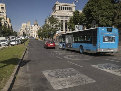 One of the entrances to the Madrid Central low-emissions zone in the Spanish capital.