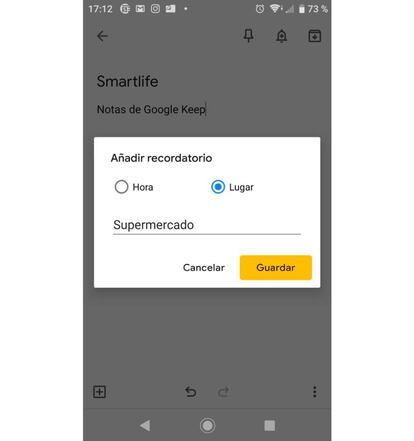 Es muy sencillo crear recordatorios de Google Keep basados en ubicación