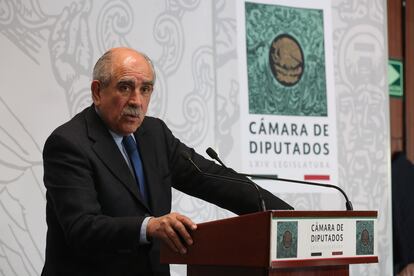 Pablo Gómez Álvarez durante una sesión en la Cámara de Diputados en enero del año 2020.