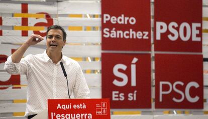 Pedro Sánchez, durant l'acte de Viladecans.