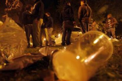 Botellón en Ciudad Universitaria, en Madrid.