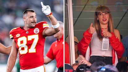 Travis Kelce y Taylor Swift, durante un partido en el Arrowhead Stadium, en Kansas City (EE UU), el pasado 24 de septiembre.