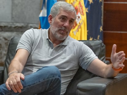 Fernando Clavijo, presidente del Gobierno de Canarias, en la sede de Presidencia del Gobierno el lunes.