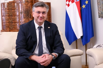 El primer ministro de Croacia, Andrej Plenkovic, durante la entrevista del lunes 16 de enero en Zagreb, en una foto cedida por su oficina.