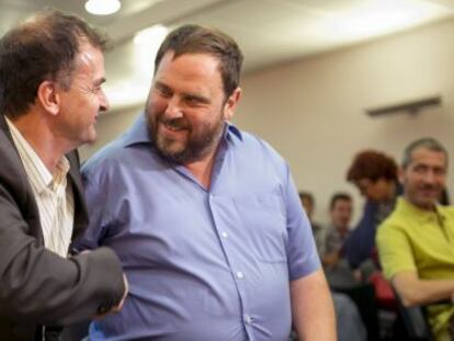 Bosch y Junqueras, ayer en el congreso de la Federación de Barcelona ERC.