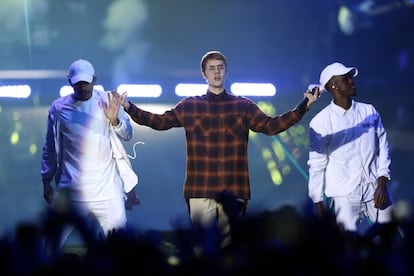 Justin Bieber durante el concierto que dio en el Palacio de los Deportes.