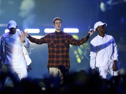 Justin Bieber durante el concierto que dio en el Palacio de los Deportes.