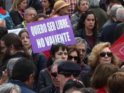 Un cartel en la manifestación del Día del Trabajo en Madrid. 
 
 