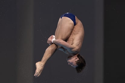 Daley, durante la final de equipo mixto de la Copa Mundial de Natación en abril del 2024. 