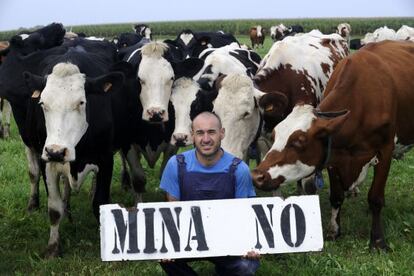 Cattle breeder Jesús Méndez near the spot where the mine entrance will be located.