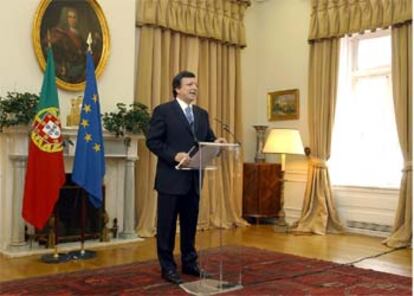 Durão Barroso, durante el anuncio el martes de su aceptación de la presidencia de la Comisión Europea.