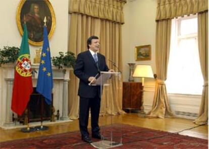 Durão Barroso, durante el anuncio el martes de su aceptación de la presidencia de la Comisión Europea.