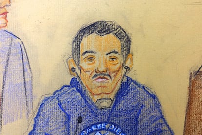 Ismael ‘El Mayo’ Zambada, en un boceto de la corte en El Paso, Texas.