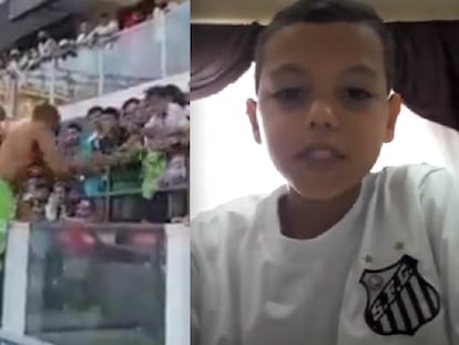 O torcedor do Santos Bruninho, de 9 anos, pede desculpas em suas redes sociais por ter pedido camisa a um jogador rival.