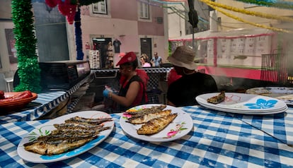 Fish dishes in a restaurant in Lisbon.